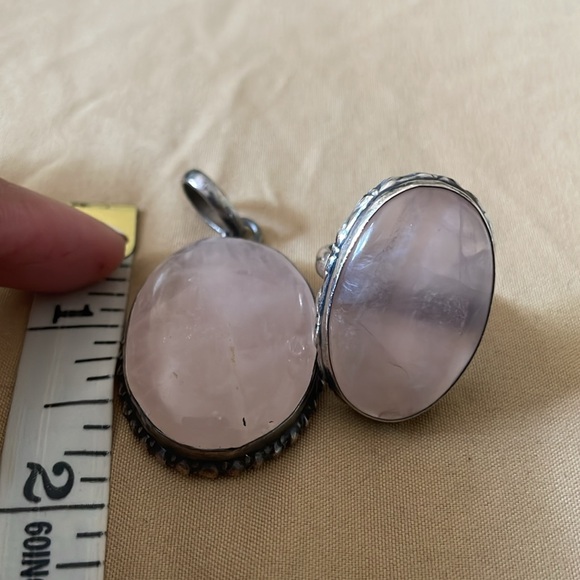 Vintage 925 Silver and Rose Quartz Pendant & Ring Set - Picture 7 of 7